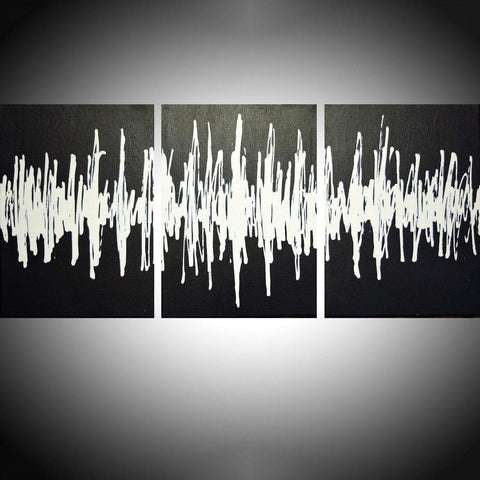 tone painting  on triptych canvas" Black and white Symphony "  music wall art 