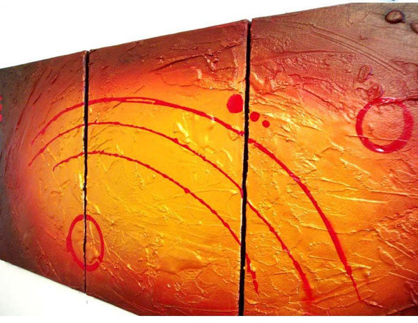 triptych canvas wall art for sale " Enigmatic Gold "  large style