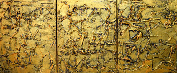 large triptych painting on canvas " Golden Influence " set of 3