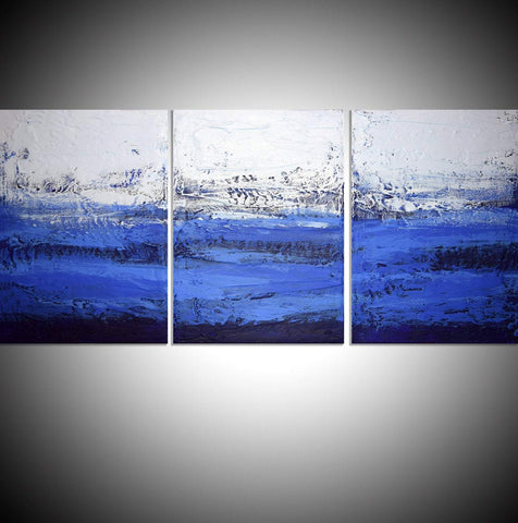 blue abstract painting Ultramarine Triptych pictures