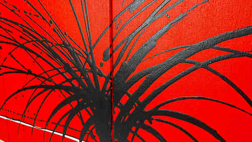 Quadriptych Red Noise a four panel painting , in quadriptych style