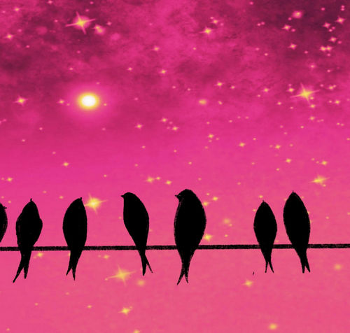 Prints birds on a wire print abstract tree paintings