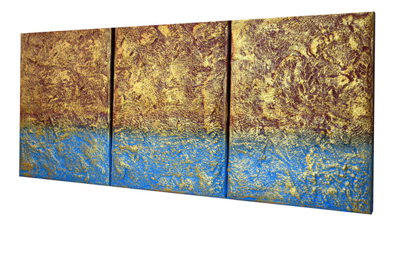 3 piece painting in gold angle