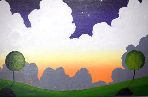 Evening Thoughts , Cloud Landscape orange sun