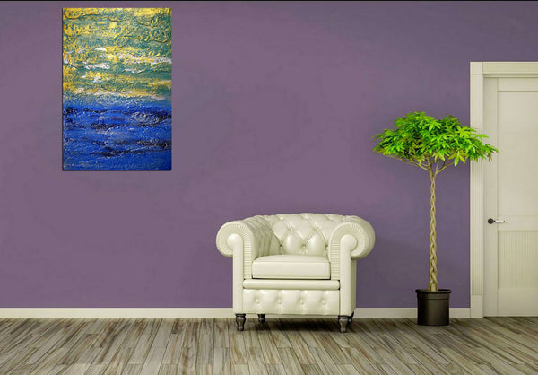 abstract minimalist art on purple wall 