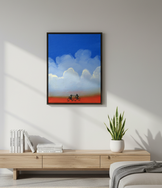 seascape art for sale beach love , beach hut, clouds