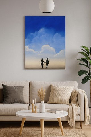 abstract love painting " beach love " art beach time