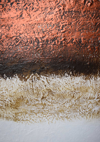 copper artwork triptych painting close up image