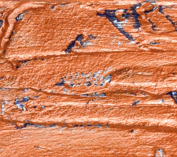 copper art work triptych painting "copper on blue " 3 piece on canvas original and hand made