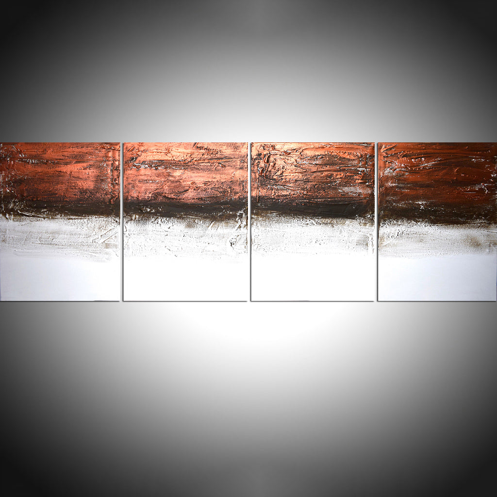 Quadriptych copper 4 piece quadriptych on canvas original and hand made