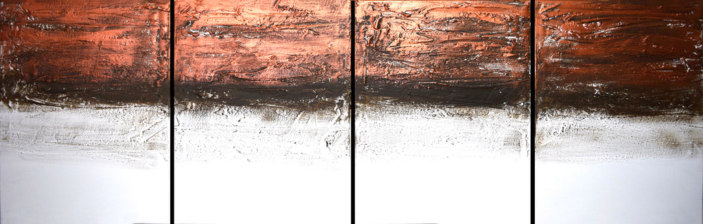 Quadriptych copper 4 piece quadriptych on canvas original and hand made