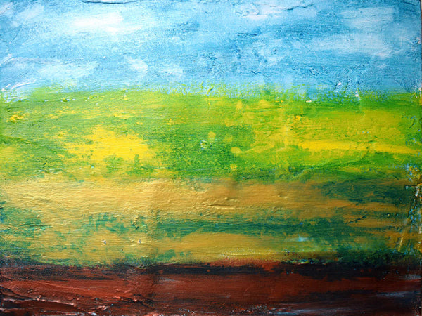 WESTERN ABSTRACT MIXED MEDIUM ABSTRACT LANDSCAPE