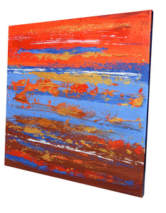 Orange Road Home abstract painting 40 x 40 cm
