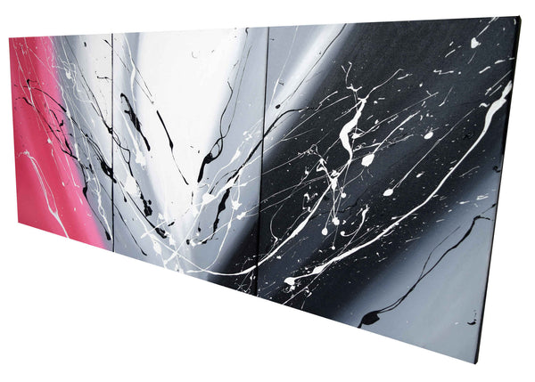 pink and grey abstract wall art side view