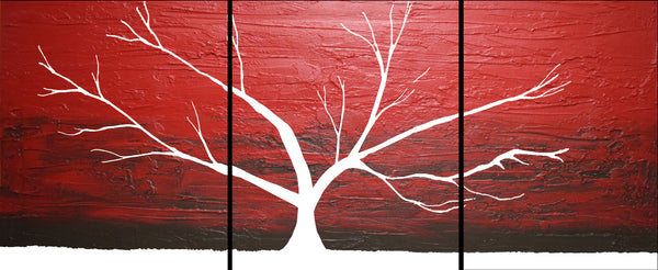 red artwork tree in white