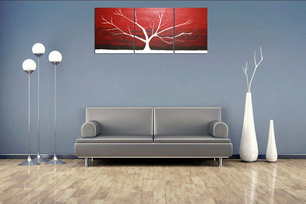 red artwork tree in white