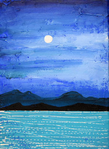 seascape painting in blue