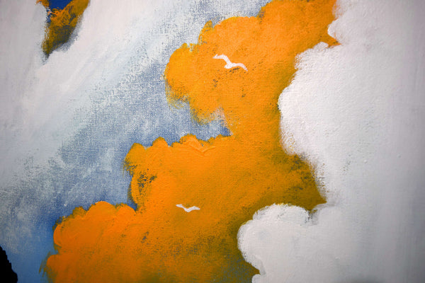 Original Acrylic Tree Painting – Bold Sky Landscape Wall Art