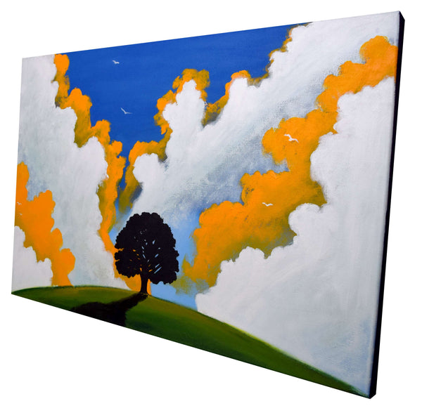 Original Acrylic Tree Painting – Bold Sky Landscape Wall Art