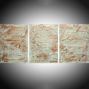 oversized metal wall art  " Lavish copper " on canvas triptych style