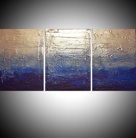 Extra Large Wall Art for Living Room  " Silver Triptych " wall art