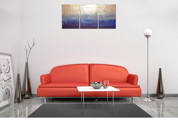 Extra Large Wall Art for Living Room on white wall with red sofa