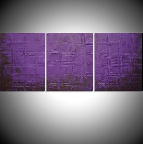 oversized triptych canvas wall art " Purple Trance " canvas original painting