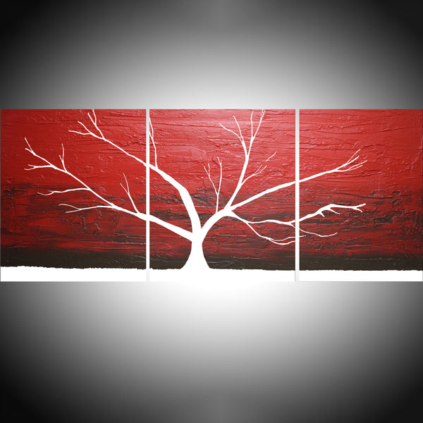 abstract tree paintings crimson style and white
