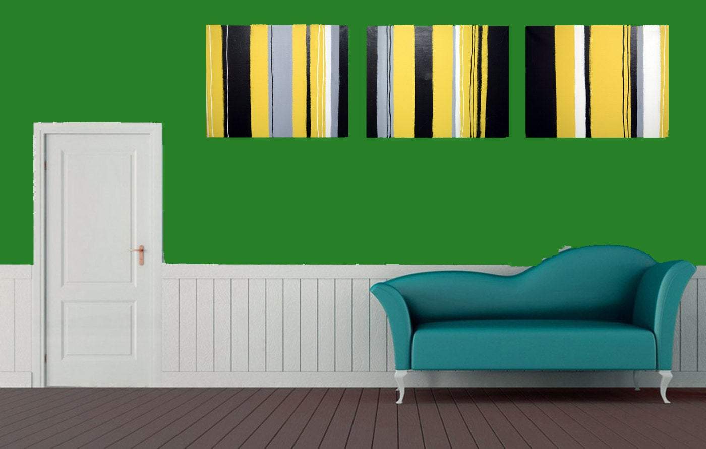 Abstract in Yellow modern wall art uk 48 x 20"