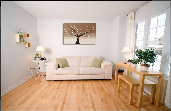 abstract tree paintings landscape blossom living room