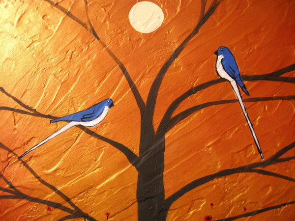 bird golden painting