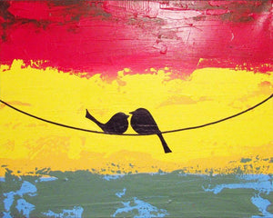 birds on a wire painting birds of colour bird art pictures