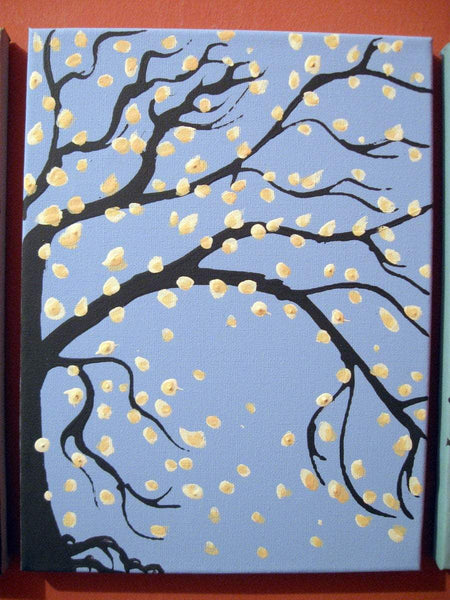 cherry blossom tree painting  quadriptych