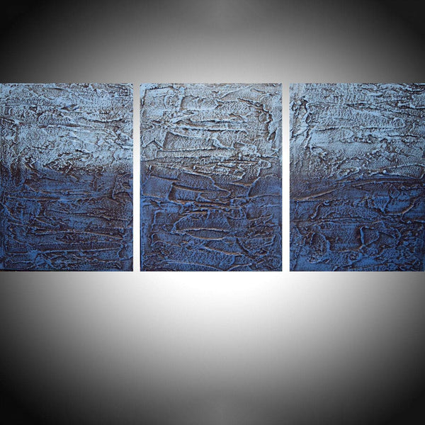 Blue Tones 3 3 piece wall art abstract  48 x 20"