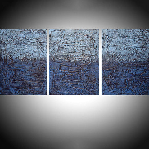 Blue Tones 3 3 piece wall art abstract  48 x 20"