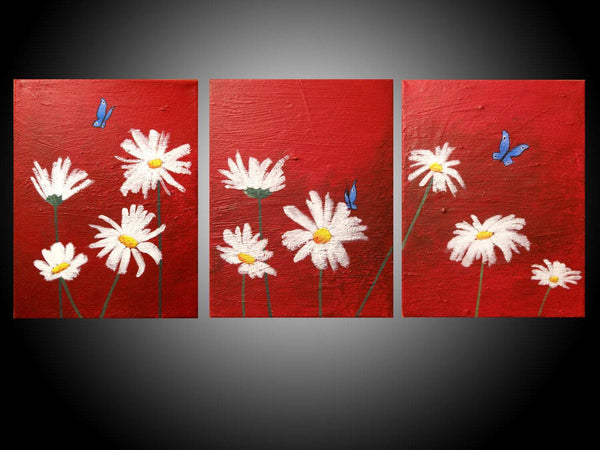 Butterfly Blues triptych canvas