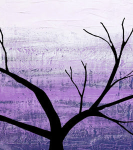 close up canvas triptych abstract tree painting purple original abstract art uk
