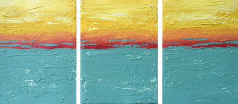 canvas triptych in yellow orange red