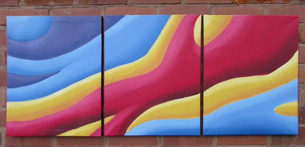 Colour Acel graffiti art triptych canvas