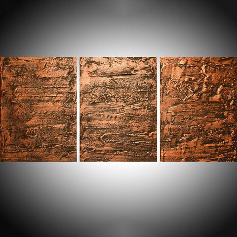 Copper Triptych oversized metal wall art