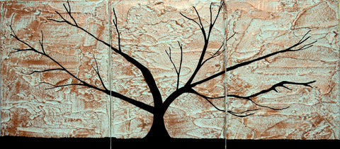 copper tree painting in abstract style