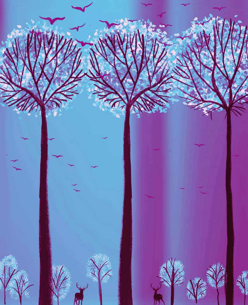 birds on a wire print cute owl art