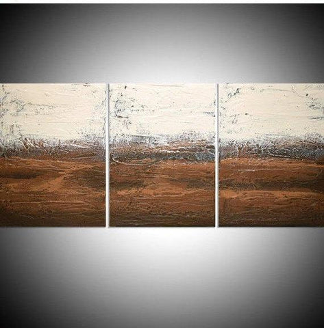 Earth tones canvas triptych painting fine art for sale