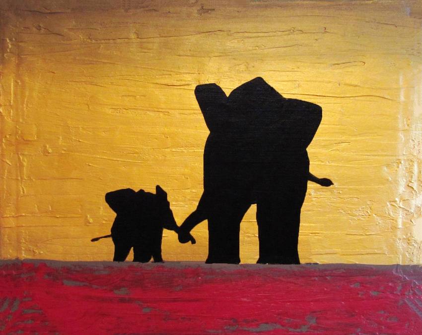 elephant wall art Hold my hand african animal wall art
