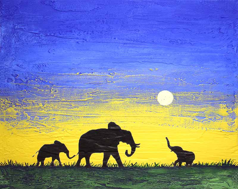 elephant wall art canvas "Welcome Home" animal wall art