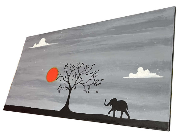 elephant hand painted acrylic canvas animal art