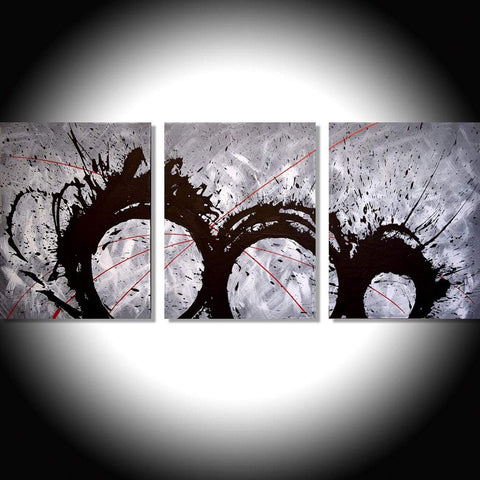 extra large triptych wall art " Grey Matter " on canvas