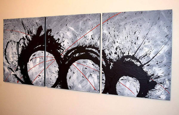 extra large triptych wall art " Grey Matter " on canvas