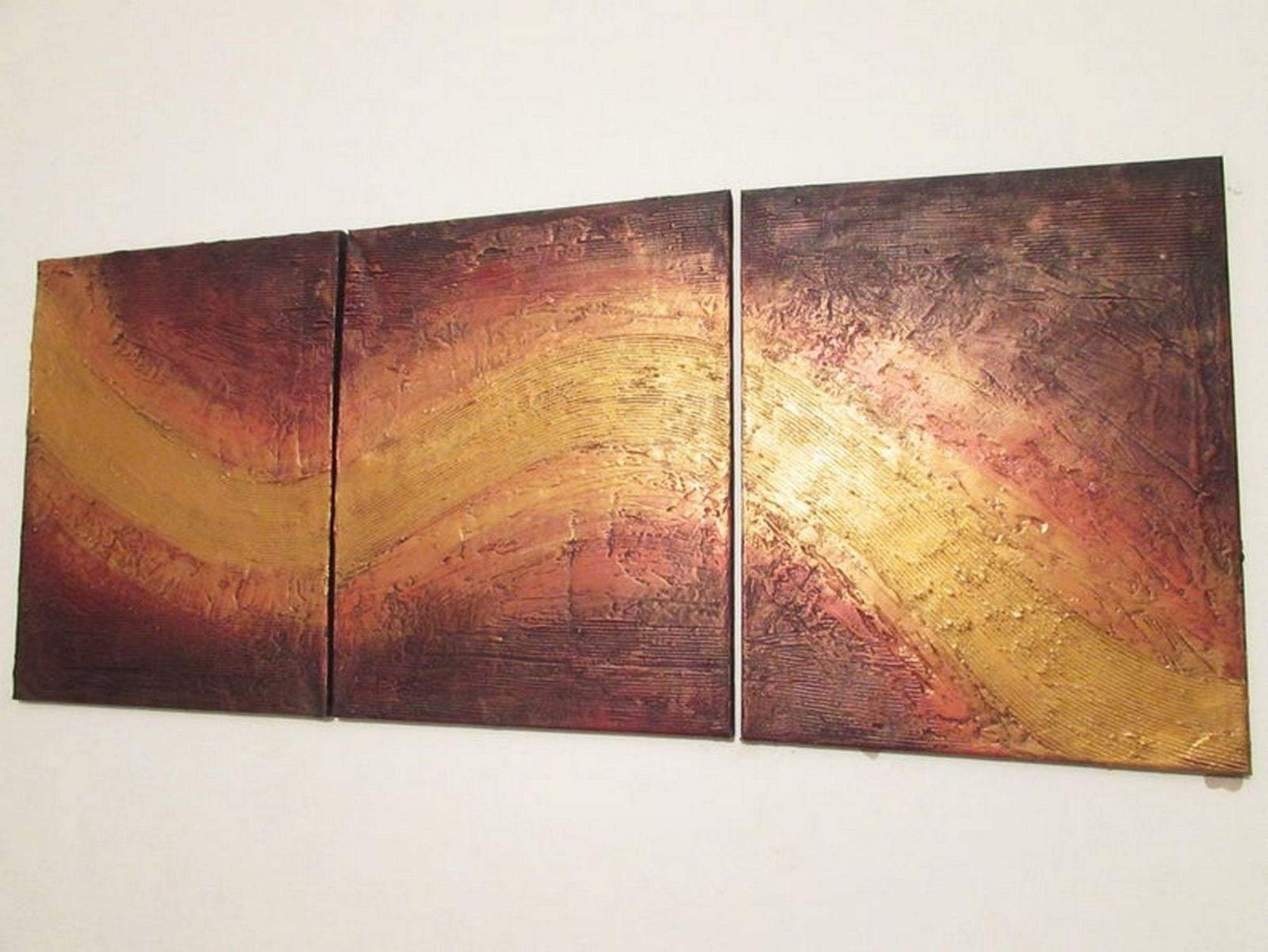 extra large triptych wall art " River of Gold " 3 sizes
