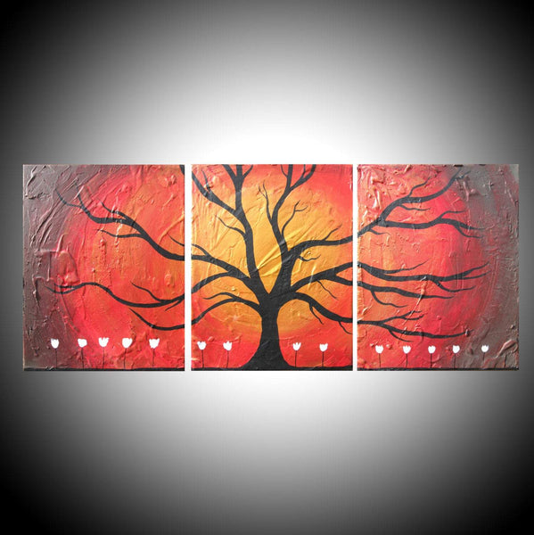 extra large triptych wall art " The Wildwood " on canvas